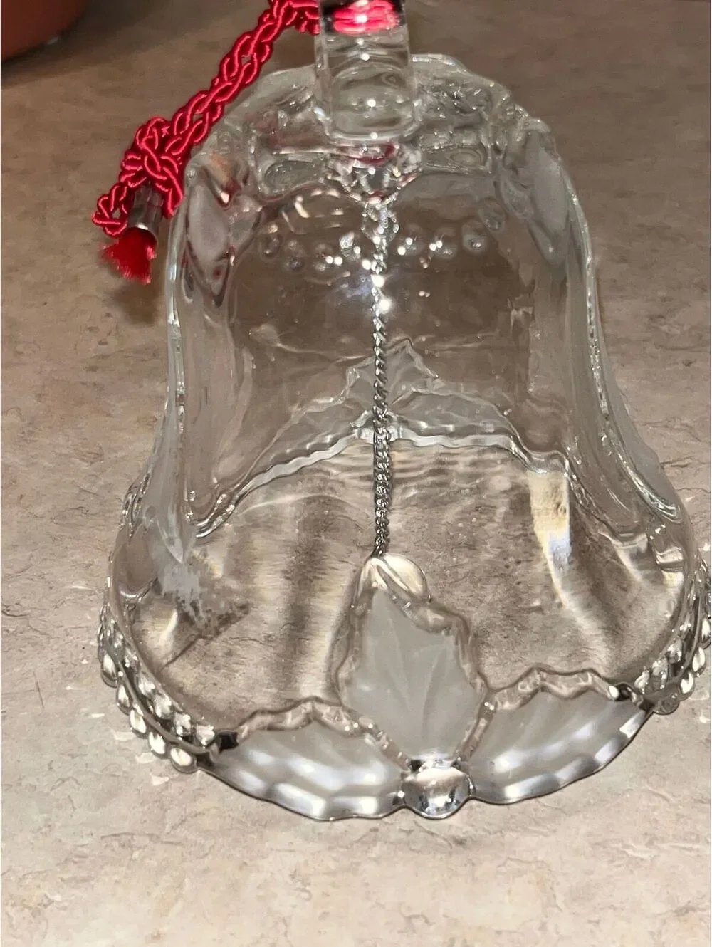 Vintage Clear Glass Bell With Bow Design